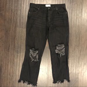 Free People Vintage Distressed Jeans, Black 29